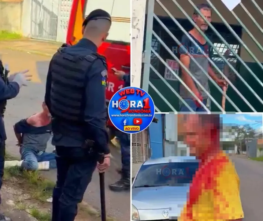 Homem é preso após agredir mãe idosa e tentar matar o próprio irmão com uma foice em Porto Velho