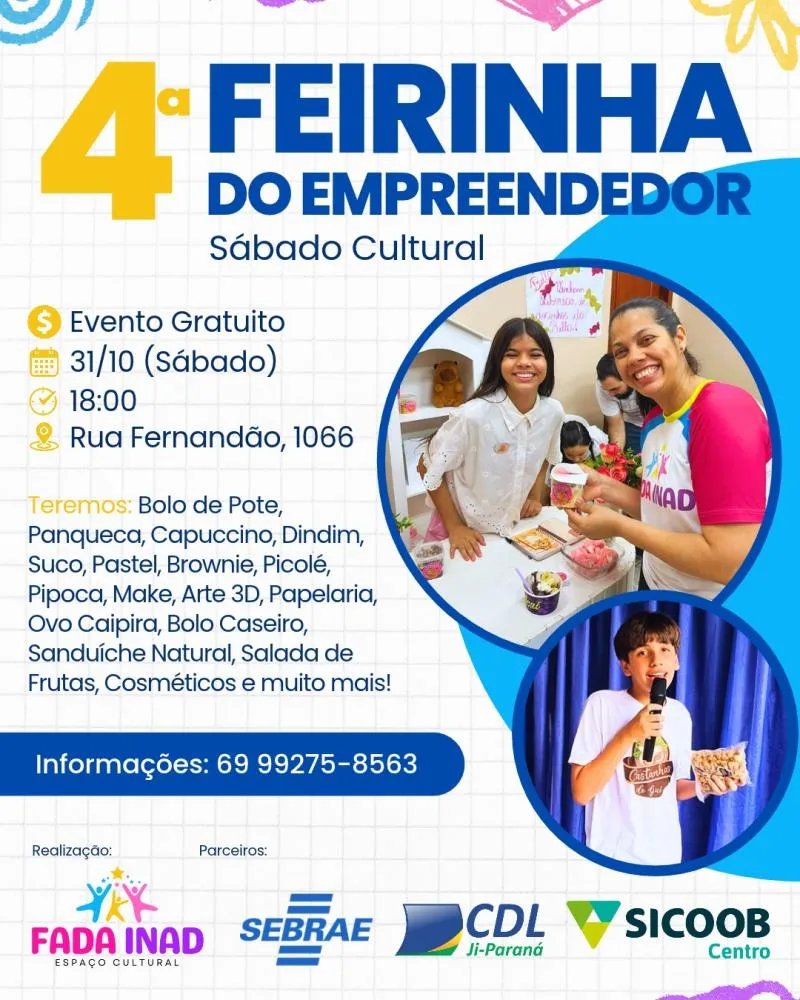 4ª Feirinha do Empreendedor da Fada Inad incentiva o protagonismo infantil em Ji-Paraná